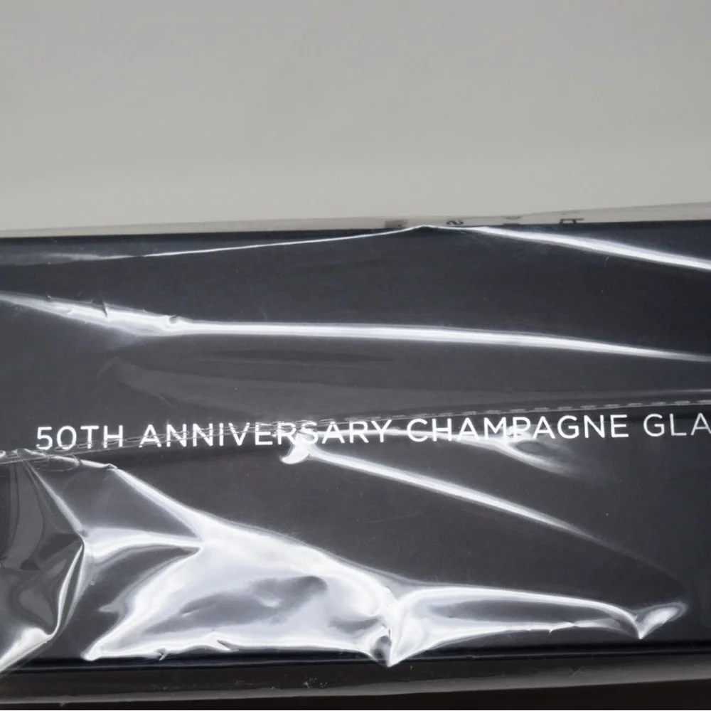 50 Anniversary Etched Champagne Flutes - Set of 2 - Clear Glass
